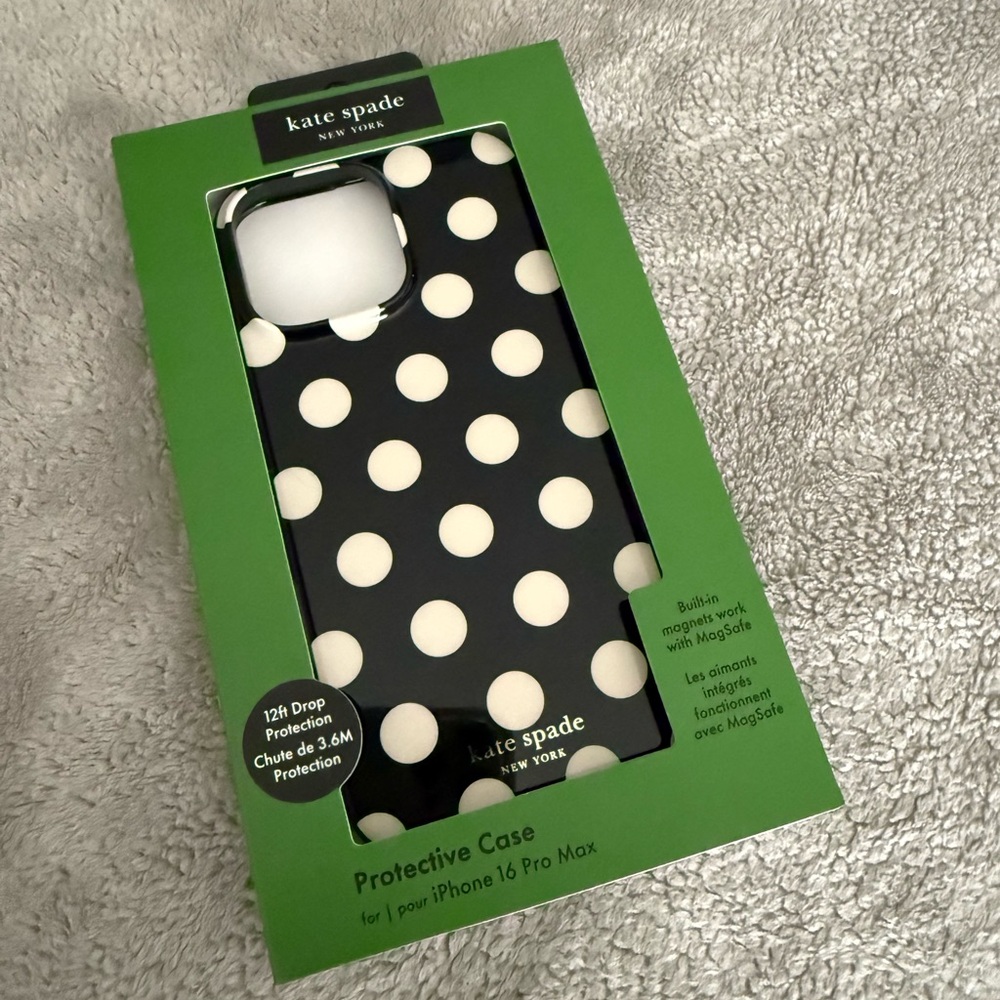Kate Spade Black and Cream Polka Dot iPhone 16 Pro Max Case